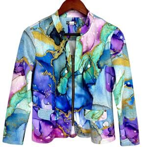 ART Simply by Dolcezza Medium Wearable Art to Wear Jacket Artsy Blouse Shirt Top